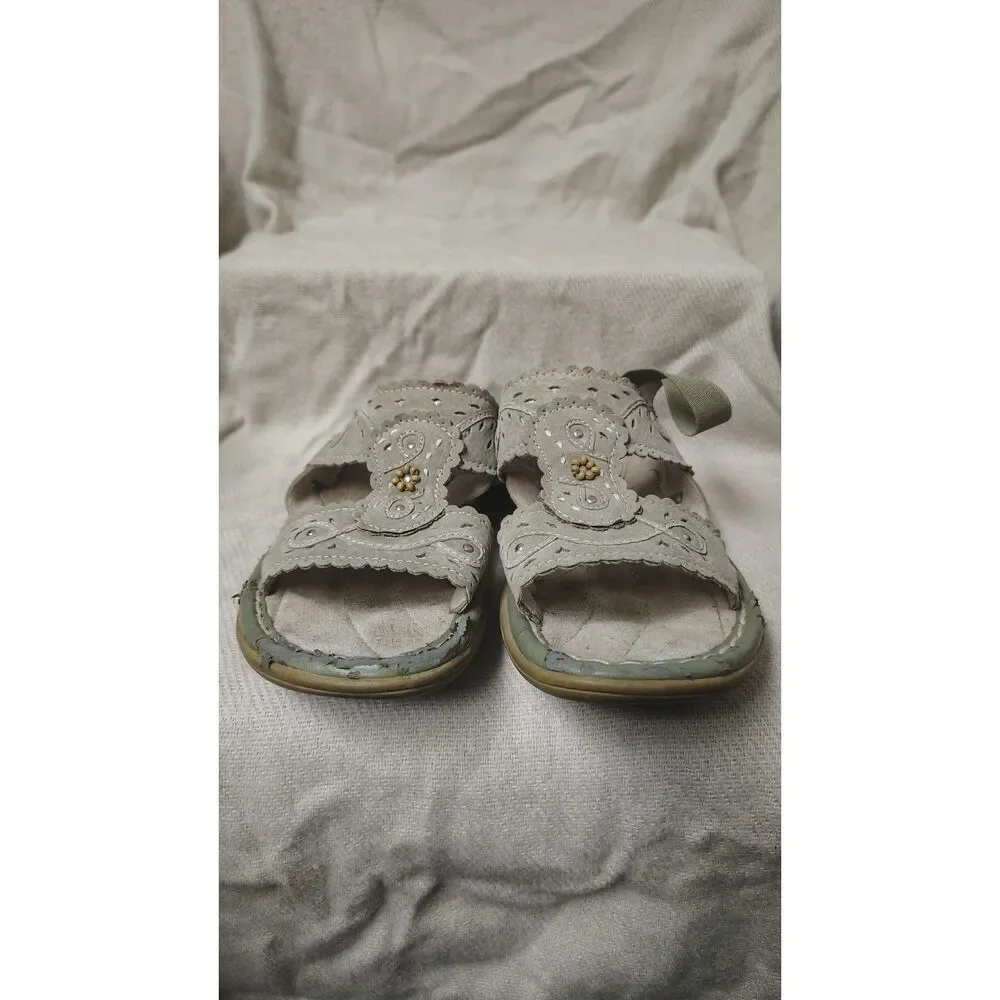 Earth Spirit Women's Size 7 Gelron Cushion Sage Green Comfort Slide Sandals